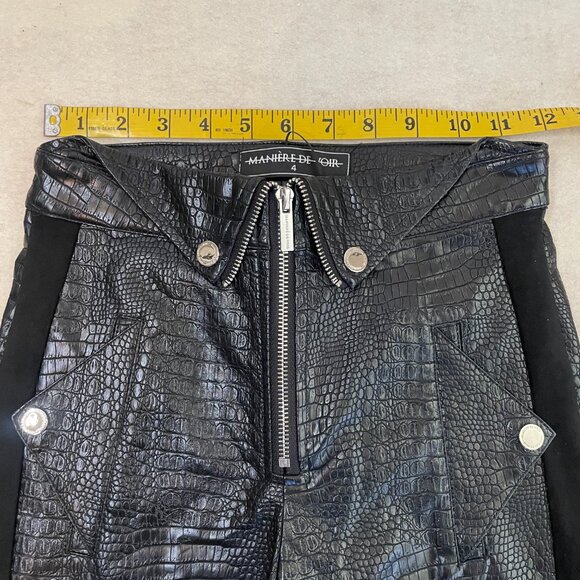 Maniére de Voir vegan leather and suede textured black pants NWOT, size 4 - Picture 8 of 9